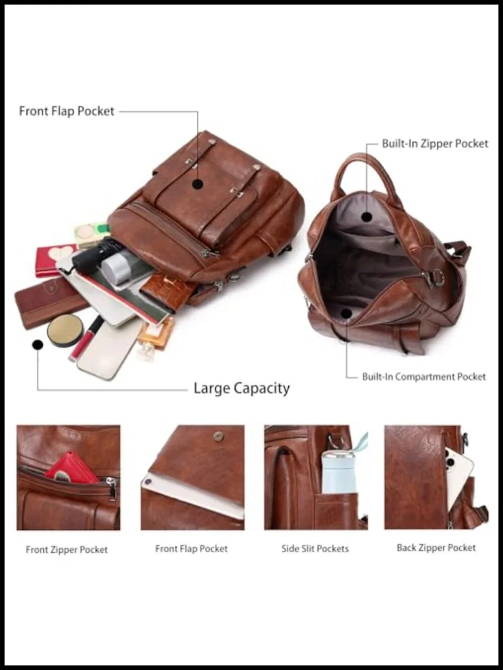 PU Leather Backpack Purse for Women, Fashion Convertible Shoulder Bag, Medium